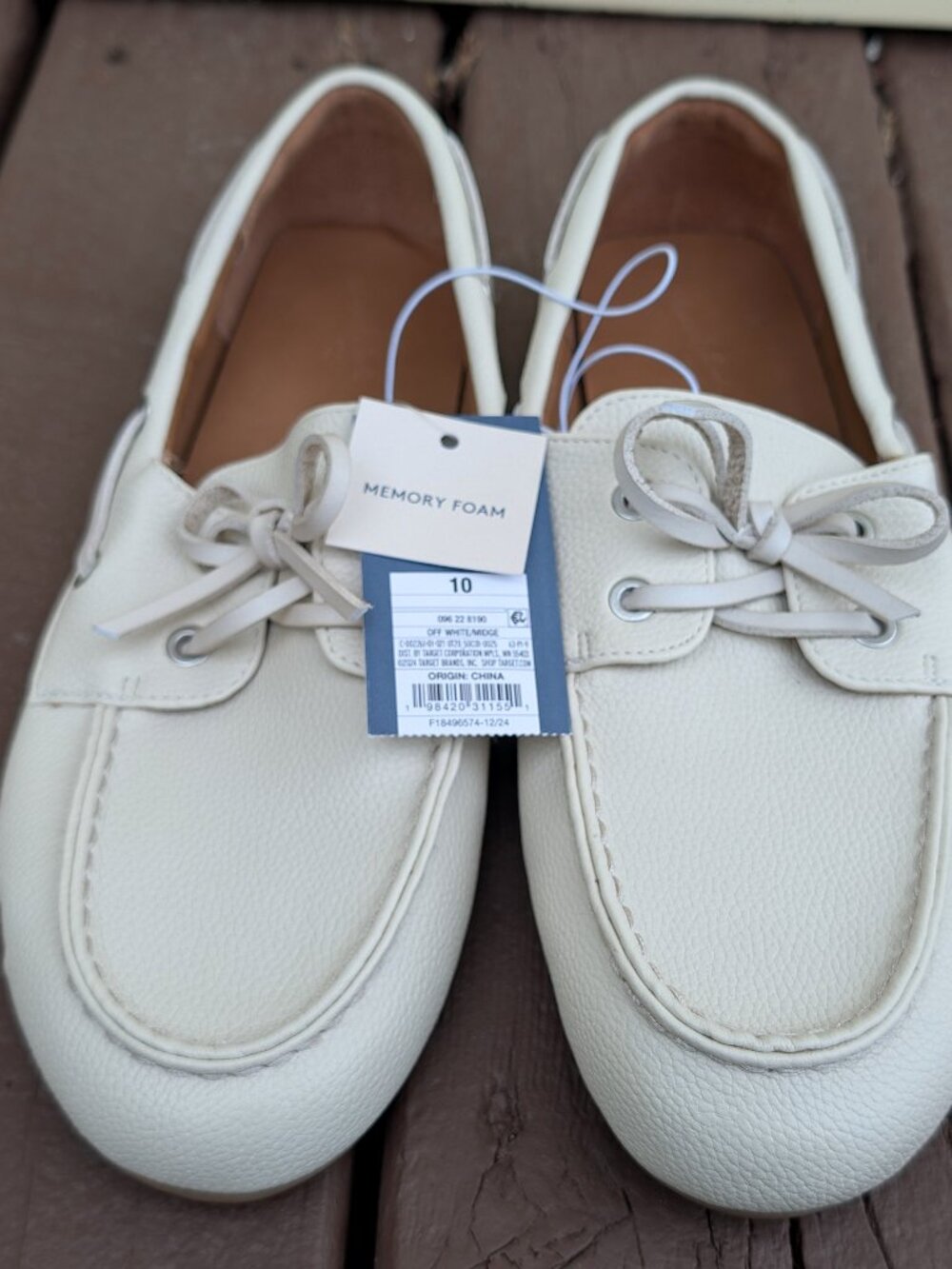 Women's Midge Boat Shoe Flats Memory Foam Insole Universal Thread Off-White 10